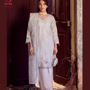 Gulrukh original 4-piece white embroidered Pakistani dress for women