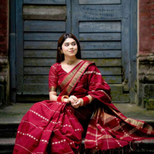 Classic-Design-Cotton-Saree-Maroon-Color